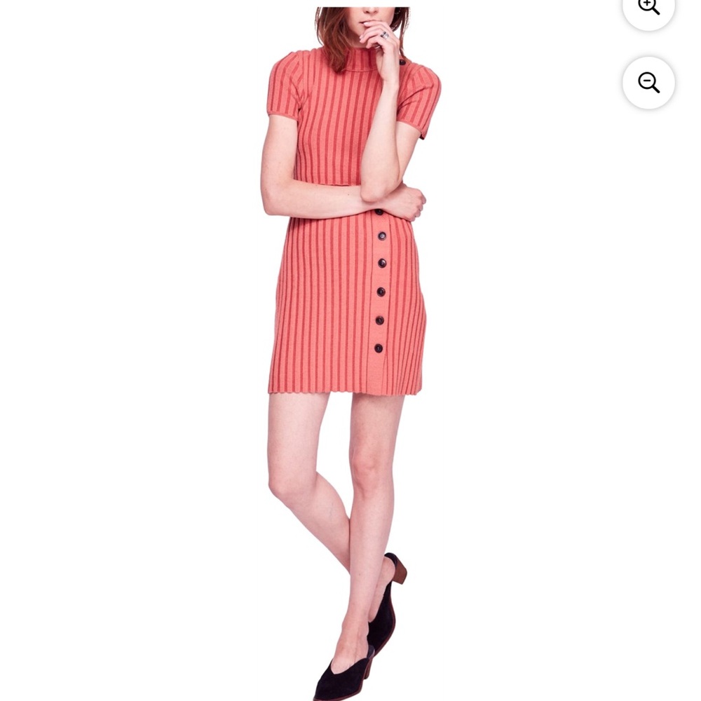 Free People Coral Ribbed Midi Dress